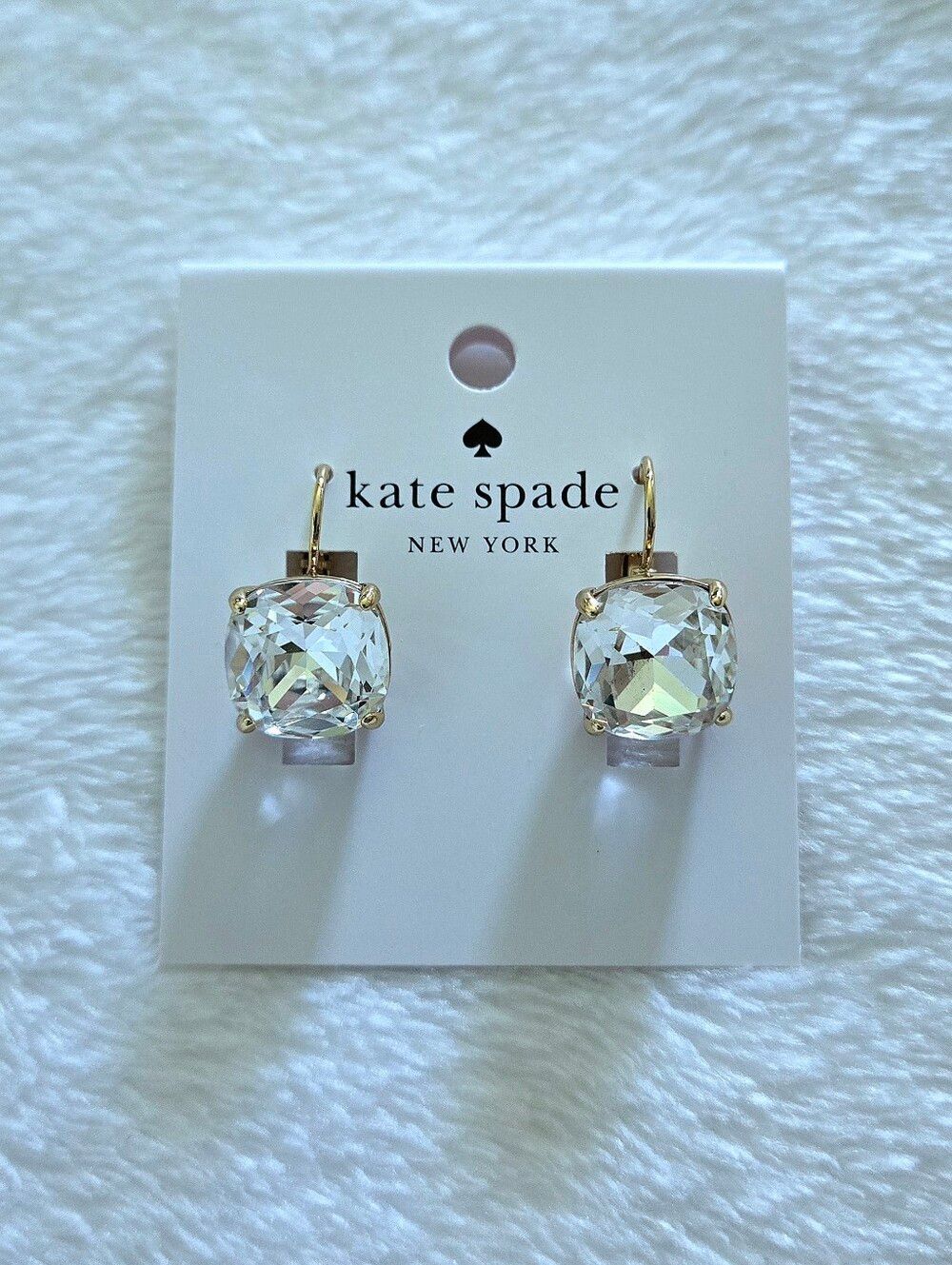 Kate Spade♠️ Clear Faceted Crystal💎 Cushion Earrings - Picture 10 of 16